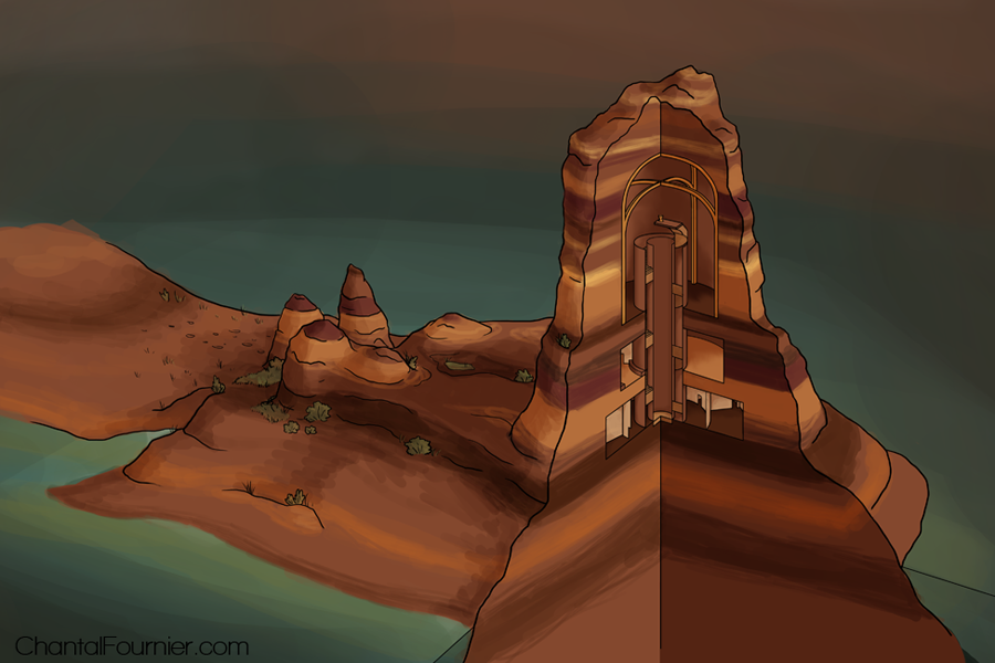 Cut away view of a tower
